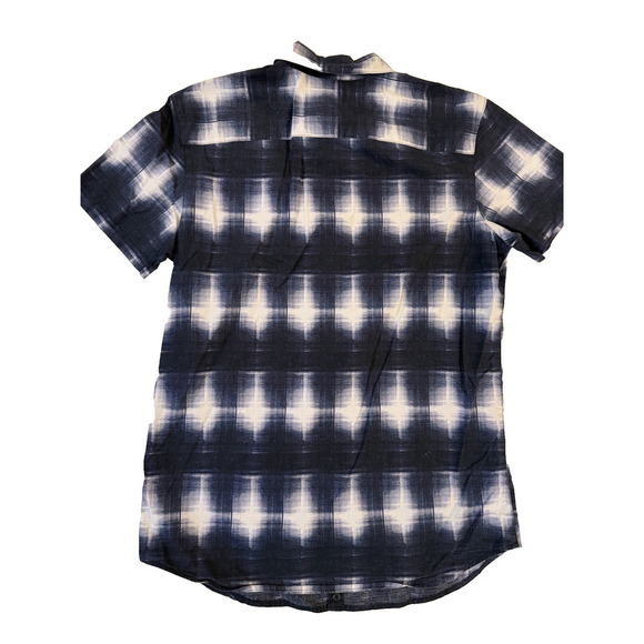 JF J Ferrar Shirt Mens Large Blue White Plaid Short Sleeve Slim Fit Casual Thick - Picture 2 of 4